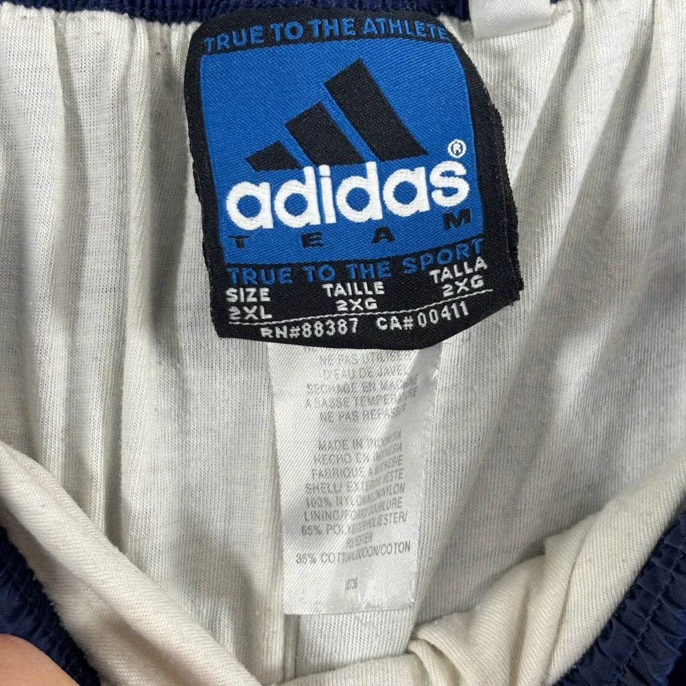 Adidas Team Vintage Navy Blue Breakaway Snap Track Pants Mens 2XL 3-Stripe Nylon